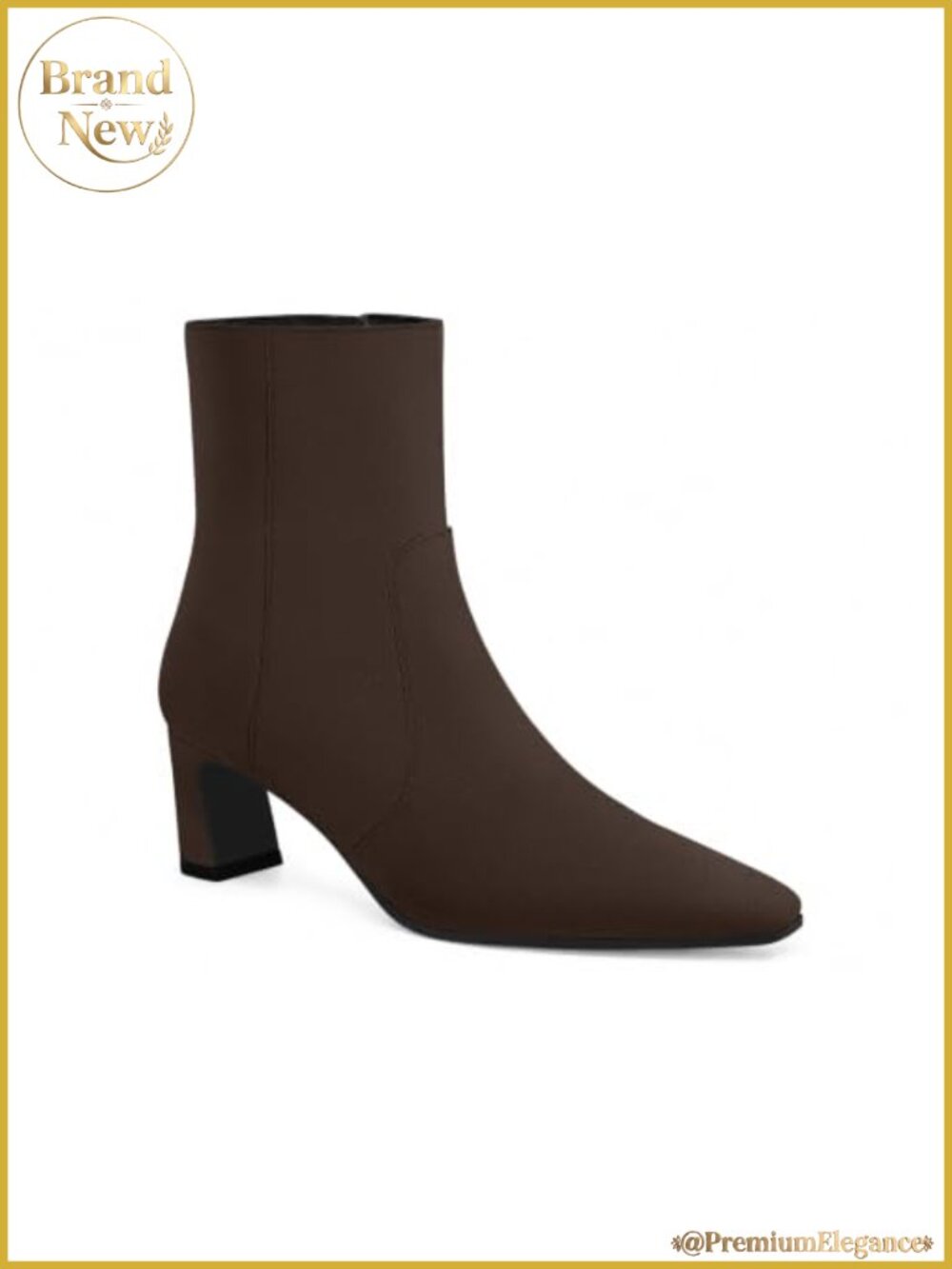 Faux Suede Ankle Booties Chunky Low Heel Square Toe Zip Dress Boots
